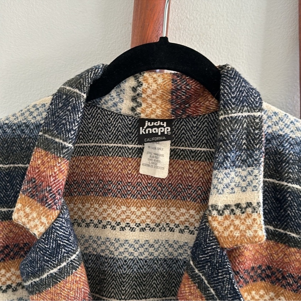 Vintage Knit Patterned Blazer Button Jacket - image 4